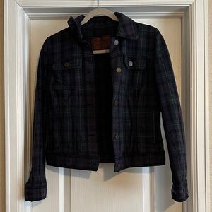Vintage Ralph Lauren Dark Plaid Button-Up Jacket - Navy & Green